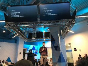 Danny Parks of Trigger AR demoing at the meetup.