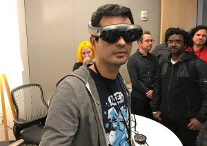 Developer Shane Engelman shows off the Magic Leap One.